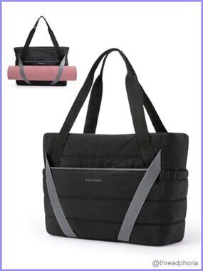 Nylon Yoga Mat Tote Bag with Laptop Compartment, Work Gym Travel Bag Top Handle